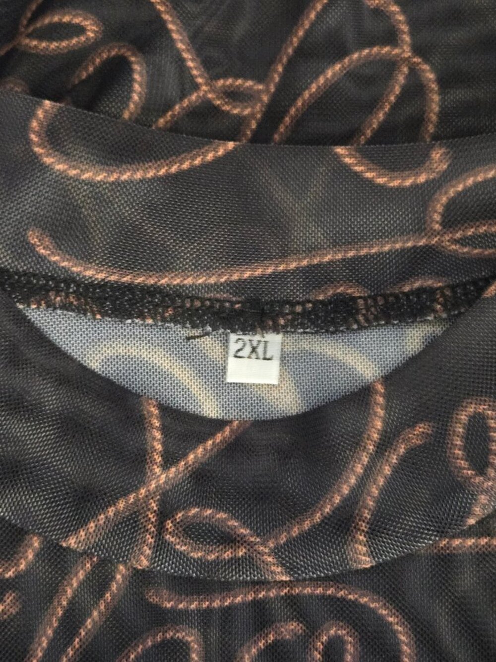 NWOT Western Sheer Mesh Cursive Rodeo Rope Script Long Sleeve Top 2XL - Picture 6 of 8
